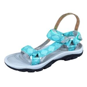 Weka WK-WO211-DAQ Women Sporty Strappy Sandals Size 10 Outdoor Aqua Blue Gray
